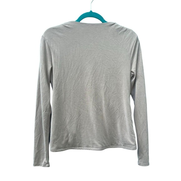 Express Size S Slinky Tan Neutral Crossover Top Ruched Surplice Modal Stretchy - Picture 2 of 12